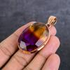 Bi-Color Tourmaline Gemstone Handmade Copper Jewelry Pendant 2.21" I5z76