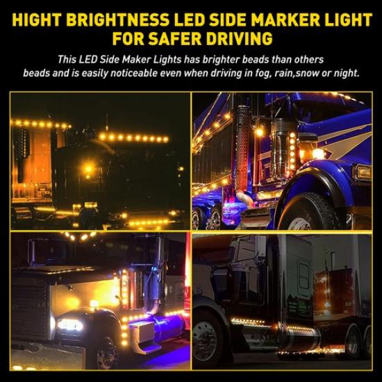 2PCS Universal Amber LED Watermelon Light Side Marker Turn Signal Light Lamp