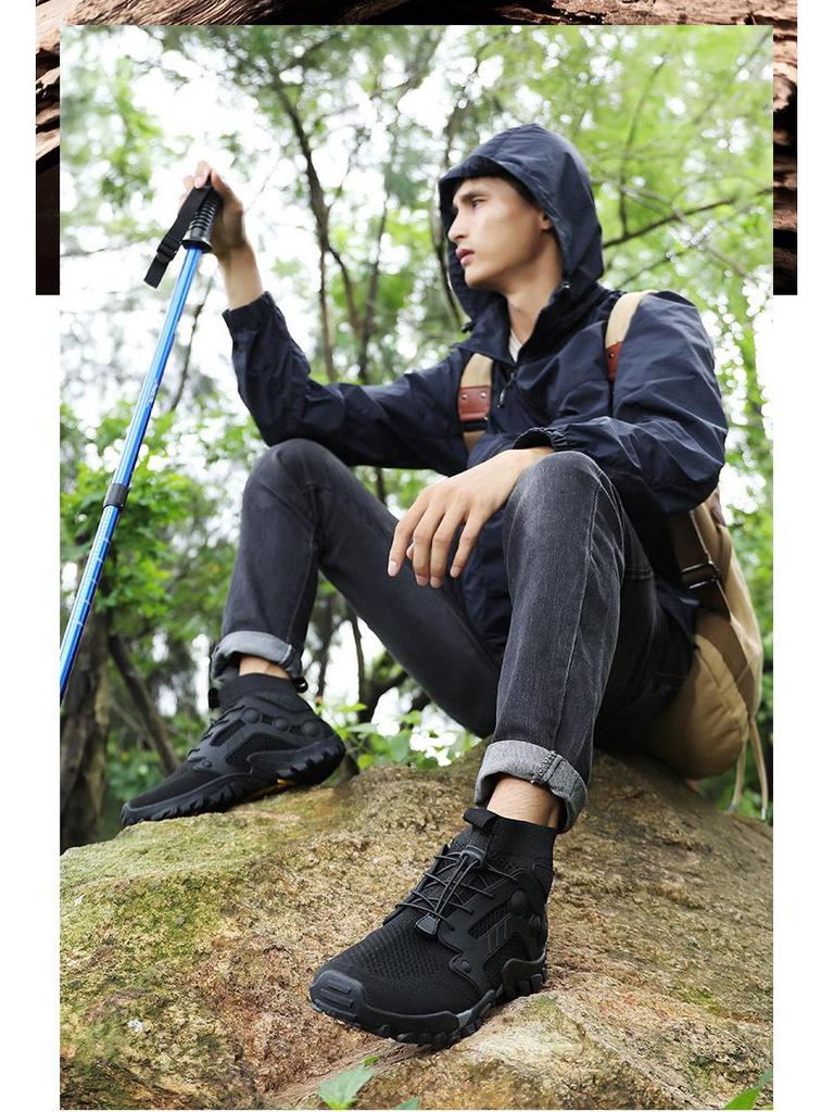 Unisex Cross-Border High-Top Fly-Knit Outdoor-Schuhe für Radfahren, Laufen und Wandern – Atmungsaktiv zum Klettern und für Offroad-Abenteuer.