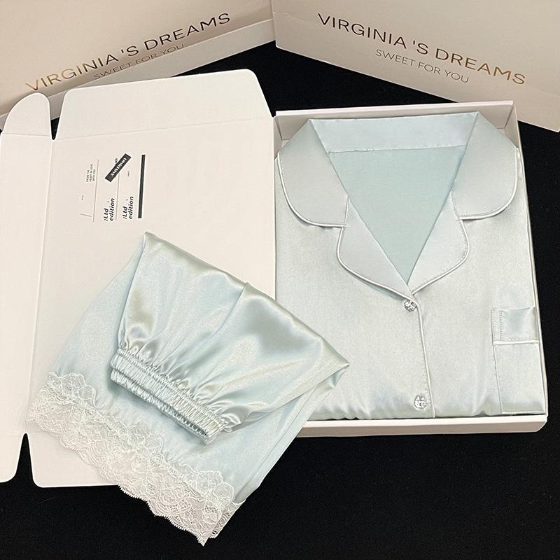 

Рекомендует пижаму из искусственного шелка женскую с длинными рукавами, весенне-летнюю, простую, высококлассную женскую одежду для дома 2XL