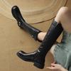 Autumn Winter Belt Buckle Women Knight High Boots Street Style Ladies Short Plush Slim Long Booties Botas De Inverno Feminina