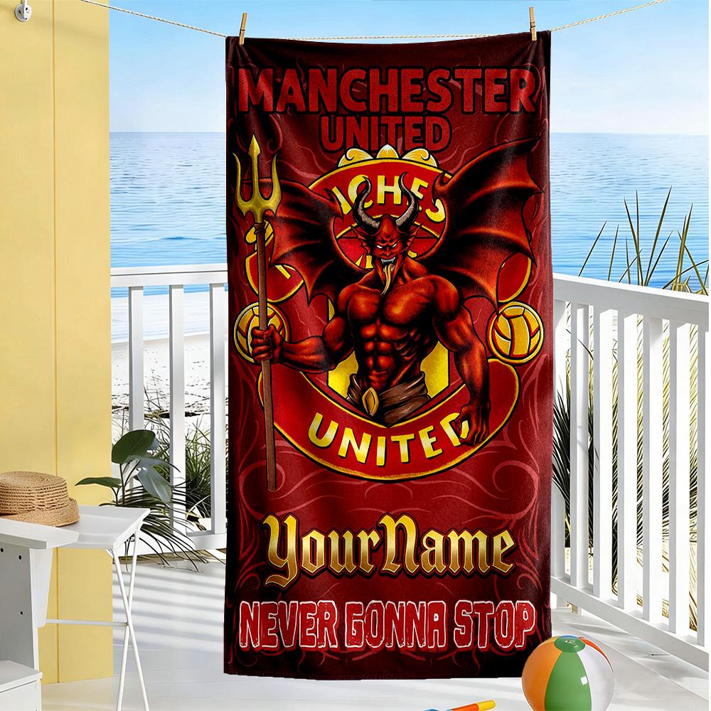 Manchester Personalized Text Beach Towel Quick-Dry Soft Microfiber Perfect for Traveling Yoga Camping and Swimming