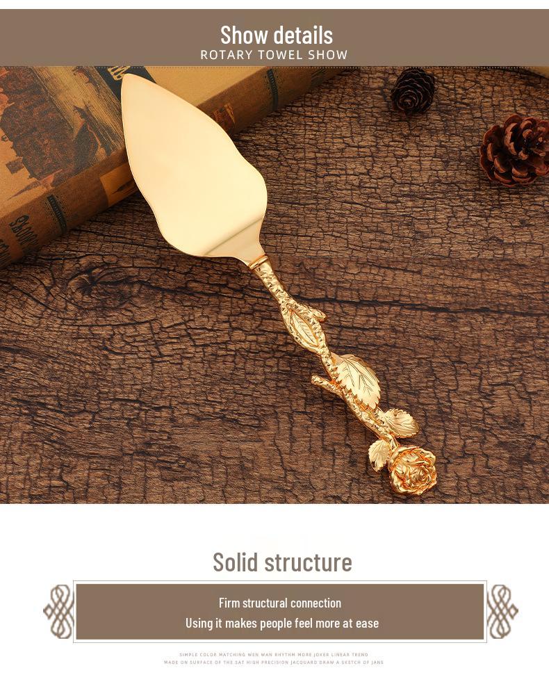 Creative European Dessert Baking Tools: Two-Piece Knife & Spatula Set with Rose Handle