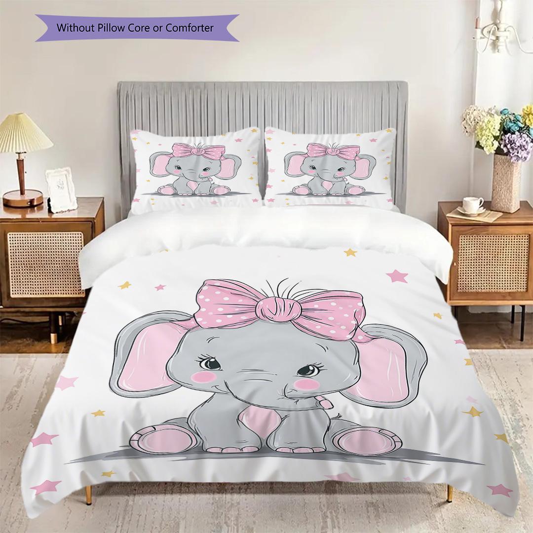 

Elephant Pattern Bedding Quilt Set Quilt Cover Pillowcase Home Decoration Birthday Gift (1 * duvet cover + 2 * pillowcase, without core) 135x200cm