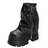 Fashion 10CM Women High Platform Ankle Boots Autumn Winter Gothic Style Shoes Buckle Punk Motorcycle Boots Round Toe Chunky Sneakers