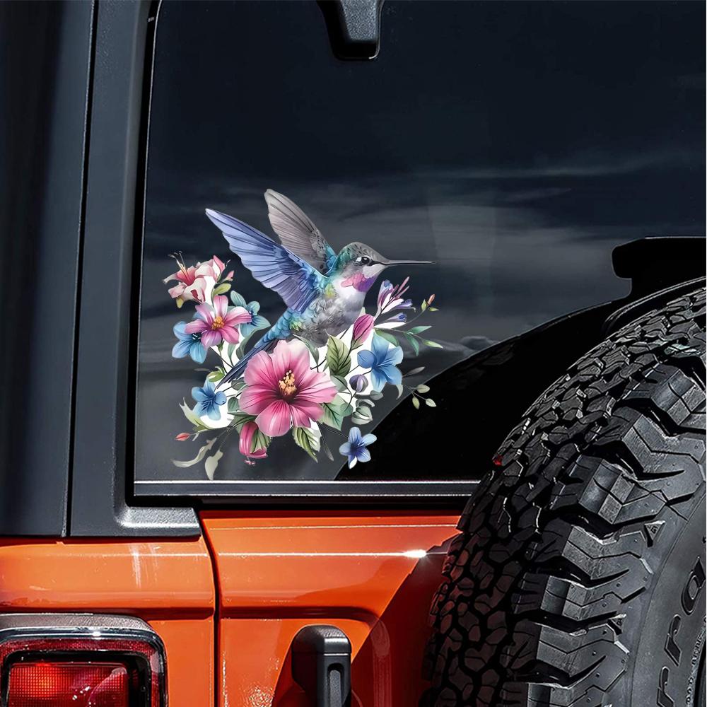 QT2099#15cm Vibrant Hummingbird Vinyl Car Decals for Windows, Bumper, Exterior Decorative Accessories, Blocking Scratches Stickers