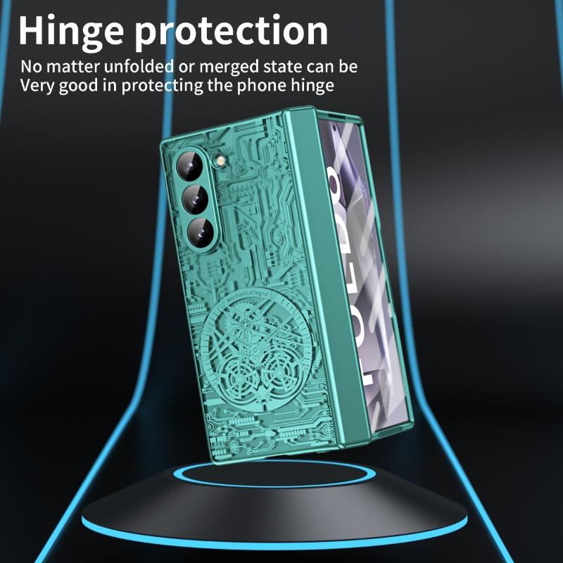 Electroplated Plastic Phone Case for Samsung Galaxy Z Fold 7 6 5 4 3 Fold6 Fold5 Fold4 Fold7 Hard Shell Hinge Protection Cover