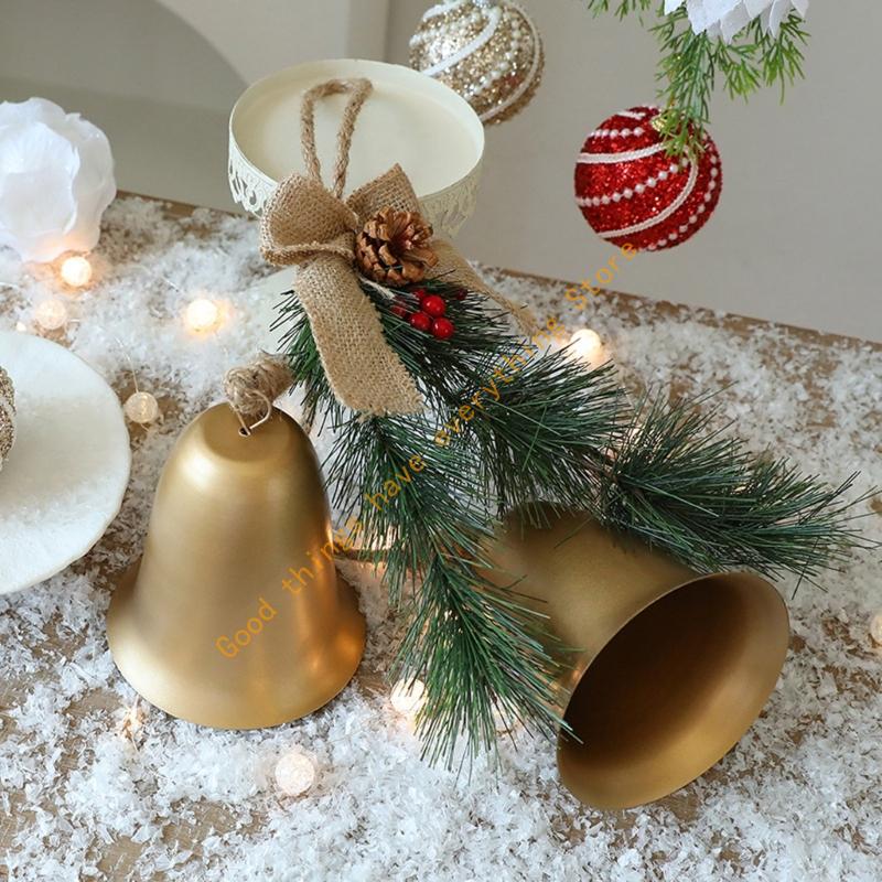 Christmas Bells Hanging Ornament Decorative Bells with Pine Needle Christmas Tree Decorations for Home Decoration 55KF