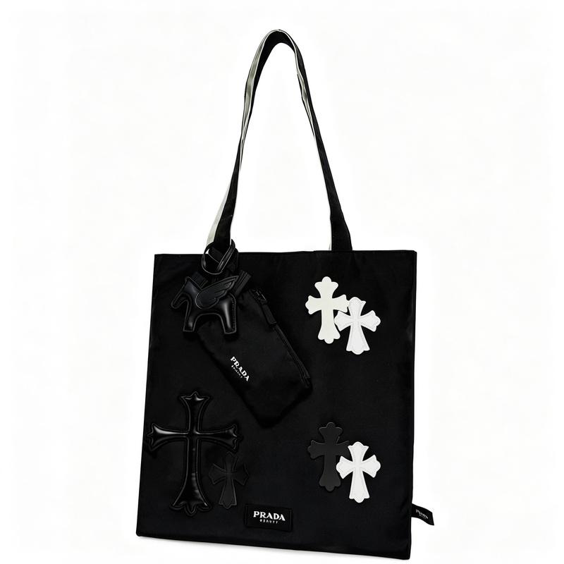 Prada Cosmetic bag/toiletry bag [Customized bag] Dark Cross, versatile, classic, trendy and retro, dustproof storage and portable Dark Dark Cross