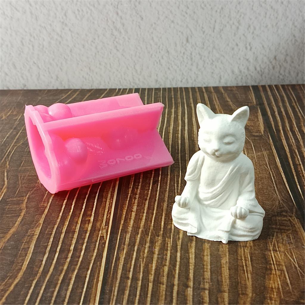 Meditation Cat Candle Mould Silicone Molds Plasters Molds Ornament Molds Castings Molds Animal Molds Craft Supplies