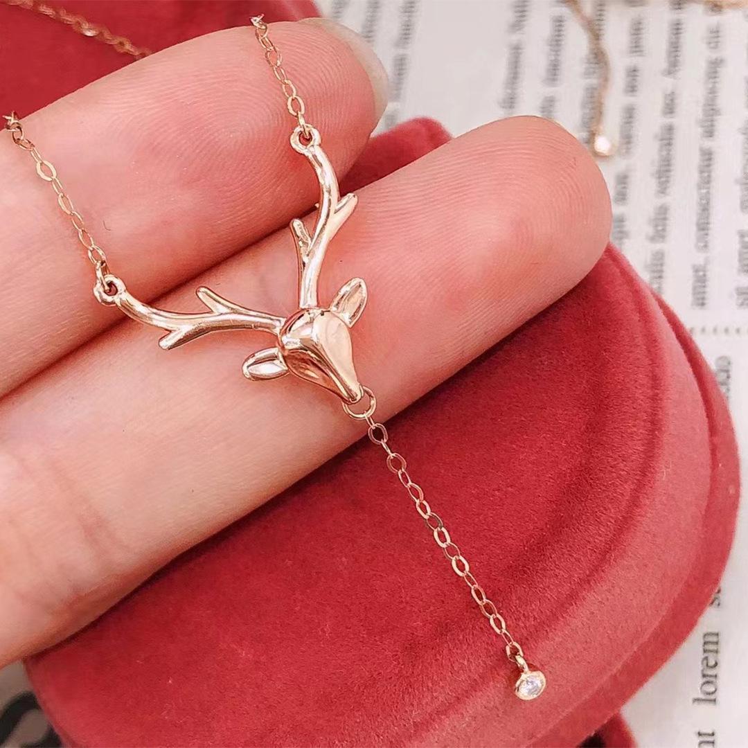 

Универсальное ожерелье с лосем: Дизайн Оленьих Ушей - Идеальный Рождественский Подарок для Подруги