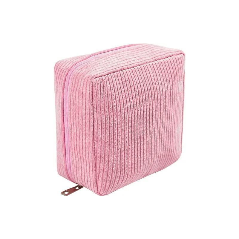 New Simple Makeup Bag Sanitary Napkin Storage Bag High Appearance Solid Color WOMEN'S Large Capacity Portable Travel Storage Bag