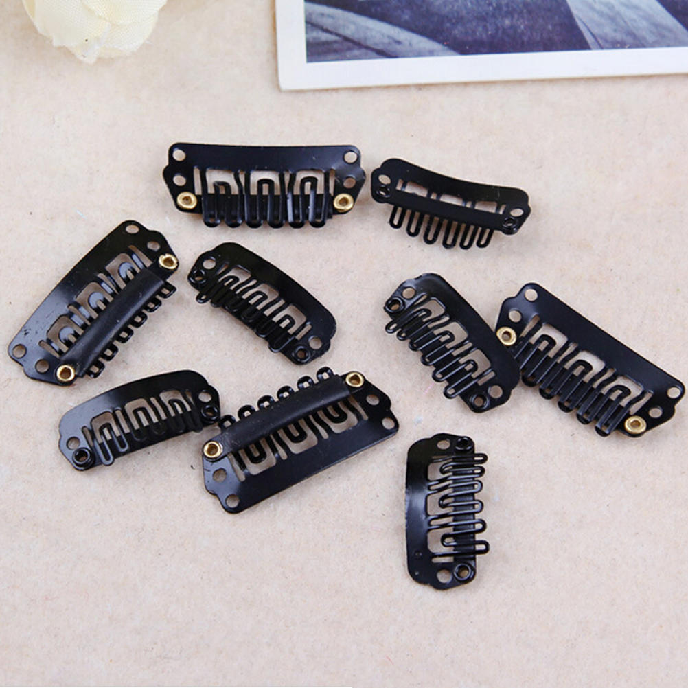 50 stk 28 mm svart U-form metallklemmer for hårforlengelser Weft clip-on parykk
