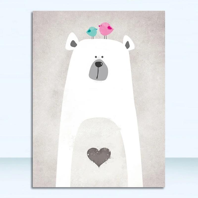 Charming Animal Portraits HD Canvas Wall Art  Hippo Penguin Polar Bear  Modern Decor for Bedroom  Living Room