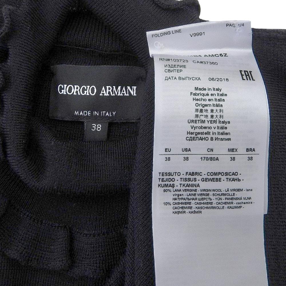 Giorgio Armani Beautiful Wool Cashmere Ruffle Knit Sweater Top for Women, Black, Size 38, 2018, 6ZAMB4 AMC5Z Tops 38 blackUsed