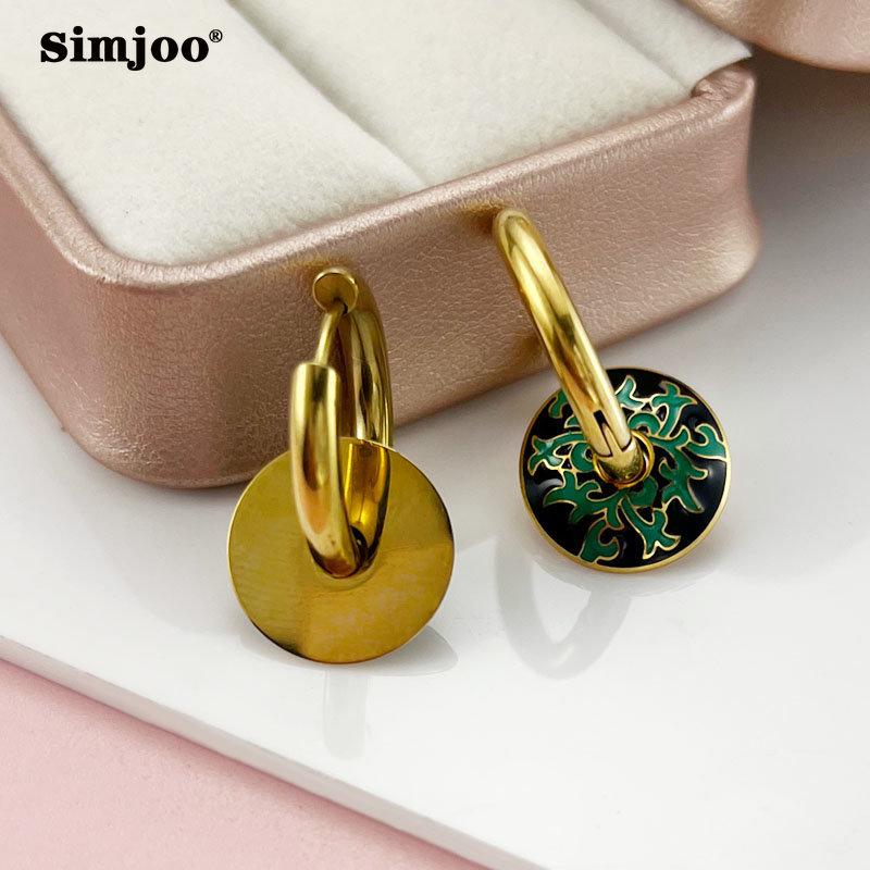 SIMJOO Drop Glaze Circle Bohemian Style Light Luxury Retro Niche Design Earrings Fashion Temperament Earrings Female