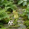 Weatherproof Frog Kicking Football Ornament Cute Frog Figurines Football Frog Sculpture  Desktop