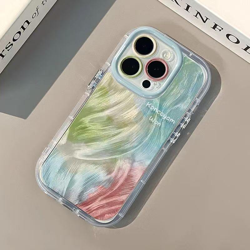 Colorful Graffiti Feather Gauze Suitable for Apple 16/15/14 Huawei Honor Xiaomi Phone Case 13 Pro Max Full Coverage
