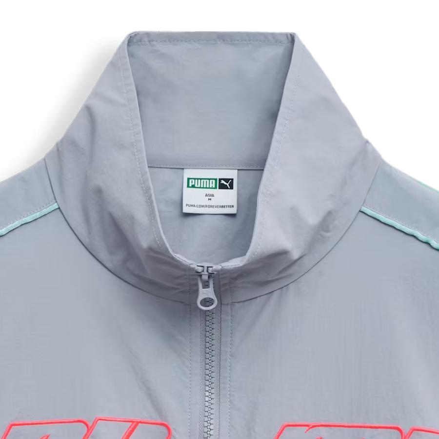 Puma Letter Embroidery Design Stand Collar Full Zip Long Sleeve Jacket Unisex Jacket Gray 628086-63