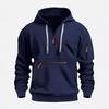 Herbst Herren Hoodie mit wasserdichten Reißverschlusstaschen, Pullover mit mehreren Taschen, Herren Sport- und Freizeit-Hoodie
