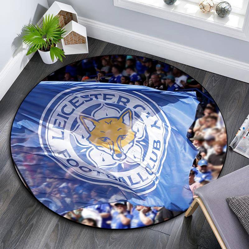 Tappeto Rotondo Stampato Leicester City, Tappeto Circolare Antiscivolo Lavabile per Soggiorno Camera da Letto Sala Giochi, Decorazione per Fan Sportivi, Regalo di Compleanno Festivo
