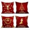 Gilt Red Christmas Design Cushions Pillowcase Polyester Cushion Cover Throw Pillow Pillowcover Home Car Sofa Decor