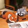 New Stuffed Anime Red Panda Plushie Doll Fluffy Hair Red Raccoon Hug Pillow Kids Gift Soft Toy