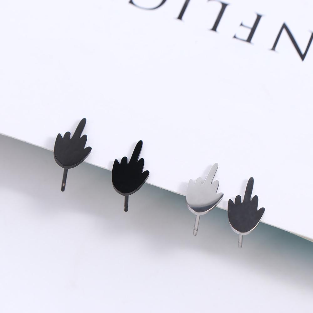 Party Silver Plate Gift Street Wear Men Accessories Women Korean Earrings Middle Finger Up Earrings