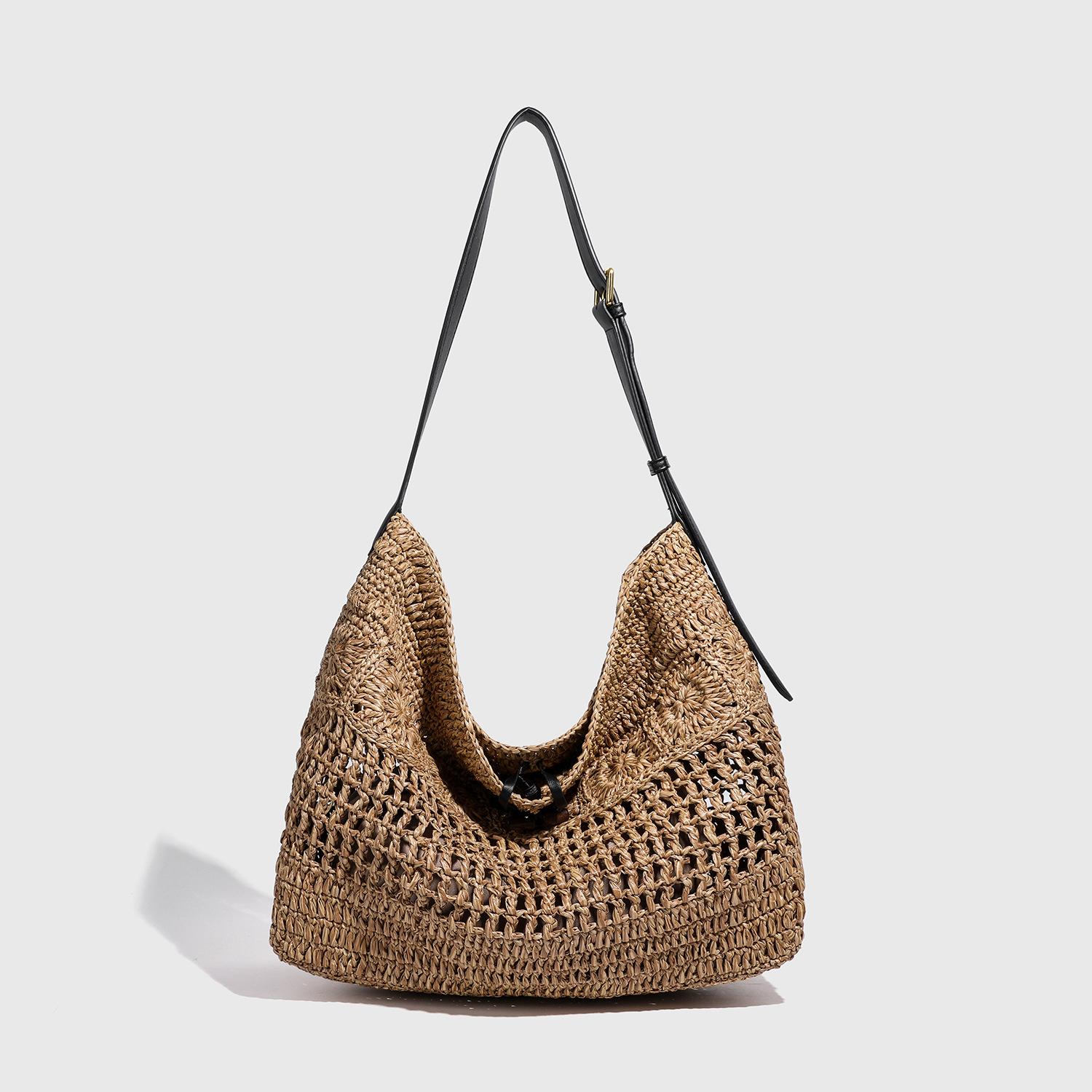 2025 New Summer French Style Lazy Beach Vacation Bag Niche Straw Woven Handmade Women s Bag Large Capacity 40*16*32CM