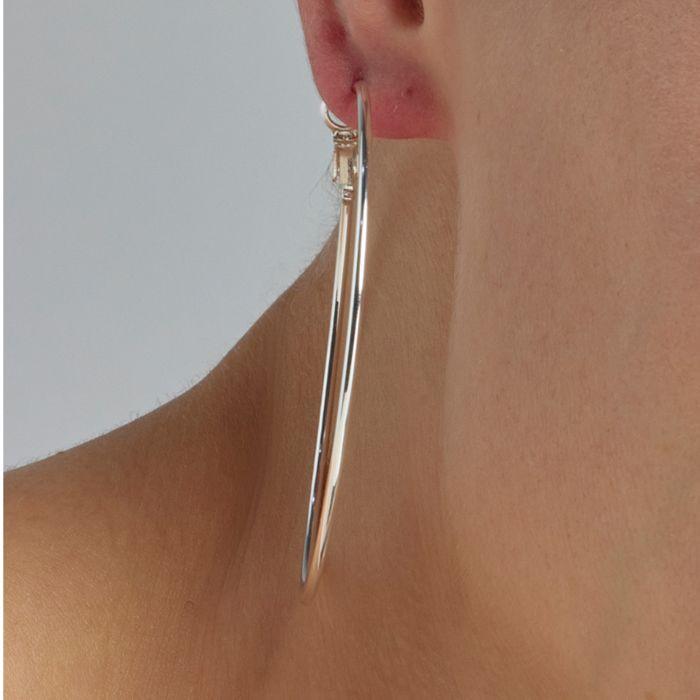 Boucles d’oreilles Luxenter avec un diamètre de 60 mm de finitions en rhodie - Kelxo