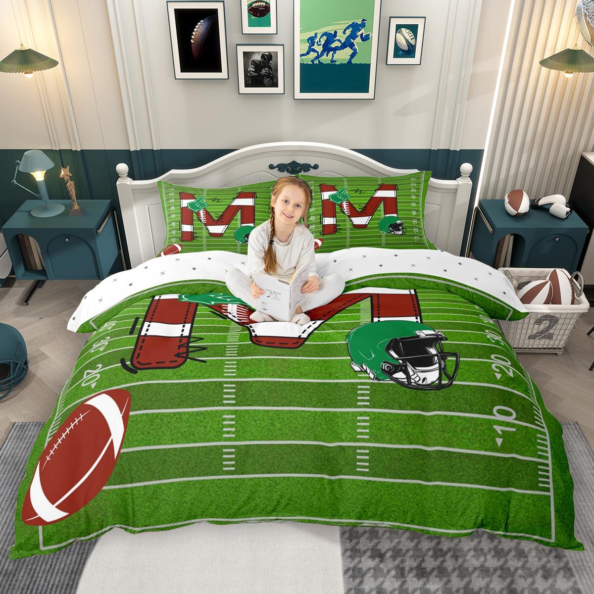 Comforter Homewish Football Rugby Sports Initial Comforter Set Personalized Monogrammed Bed Set Comforter (quilt)-EU Single(135*200cm)3pcs