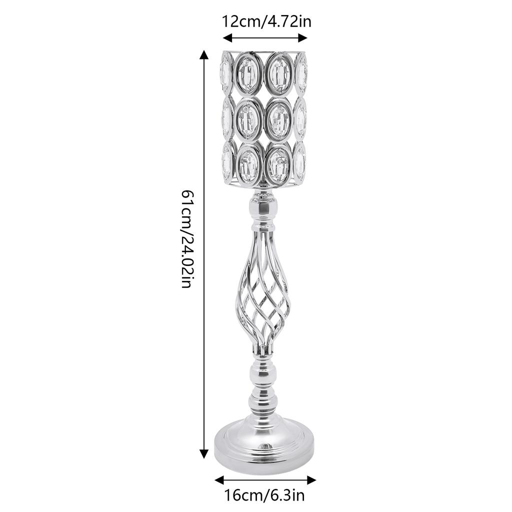 Silver Vases for Centerpieces, 10 Pcs Tall Vases for Centerpieces with Crystal Beads, for WeddingTables, Metal Flower Stand