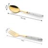 Golden Stainless Steel Spoons & Forks Set for Home Kitchen & Restaurant Cutlery Dinner Table Bouillon Spoons Oval Edge with Ceramic Handle Tableware