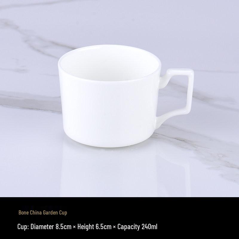 Luxurious Bone China Gold Rim Coffee Cup & Saucer Set - Pure White Ceramic English Style for Hotels and European Coffee Service