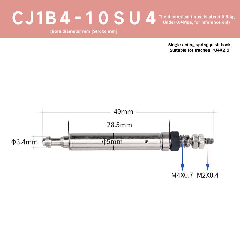 5/10/15/20Mm Bore Stroke Mini Pneumatic Cylinder Smc Type Cj1B4 Series Needle Cylinder For Industrial Automation Equipment