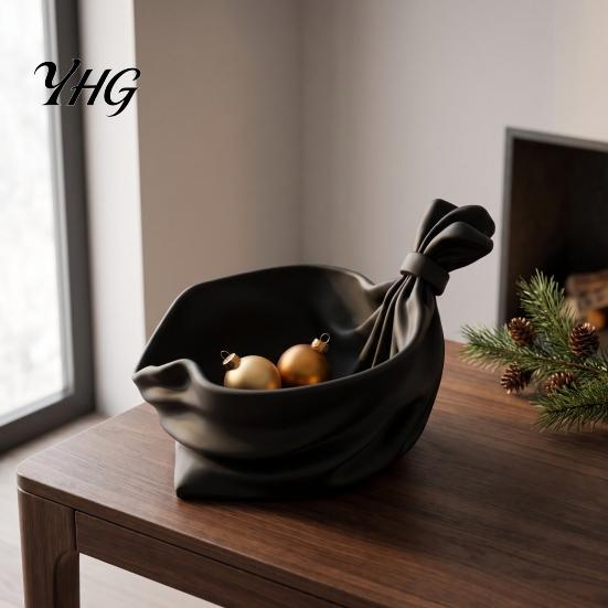 3D Printed Pleated Dish Gift Bag Shaped Storage Tray, Catchall Bowl for Candy, Reusable PLA Tray Festive Table Centerpiece Entryway Shelf, Xmas