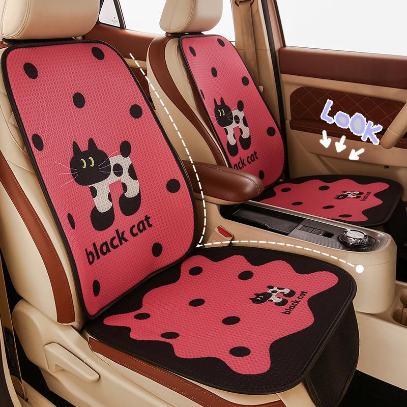 Cute Polka Dot Cat Four Seasons Universal Seat Cushion Covers Cartoon Breathable Comfortable Auto Seat Accessories