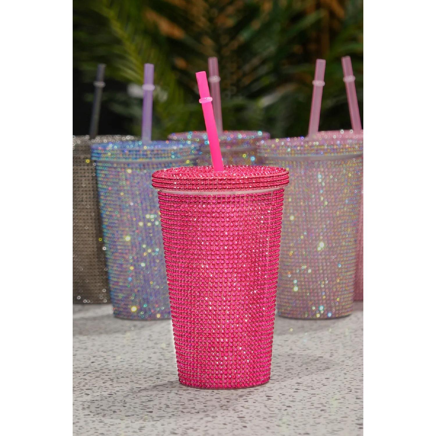 

Стильная кружка-термос на 500 мл для холодных напитков с блестящей каменной соломой и двойным слоем мышьяковый