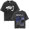 Rapper Milo J Tour T-Shirt Album Merch T-Shirt Herren Damen Mode Hip Hop Vintage Gewaschen Kurzarm T-Shirts Fan Geschenke