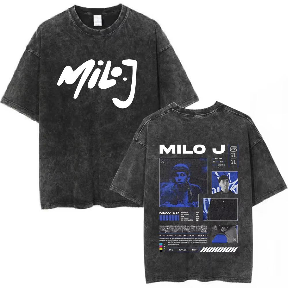 Rapper Milo J Tour T-Shirt Album Merch T-Shirt Herren Damen Mode Hip Hop Vintage Gewaschen Kurzarm T-Shirts Fan Geschenke