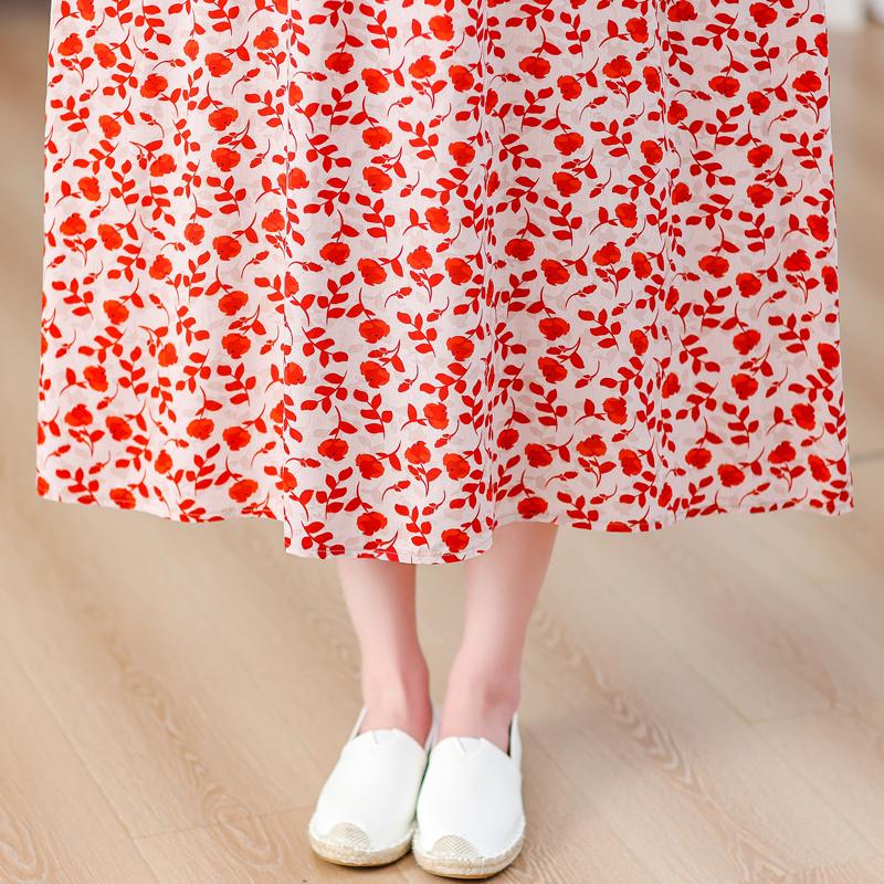 Plus Size Loose Vintage Print Langes Kleid für Damen Lässige Kurzarm-Sommer-Damenkleider