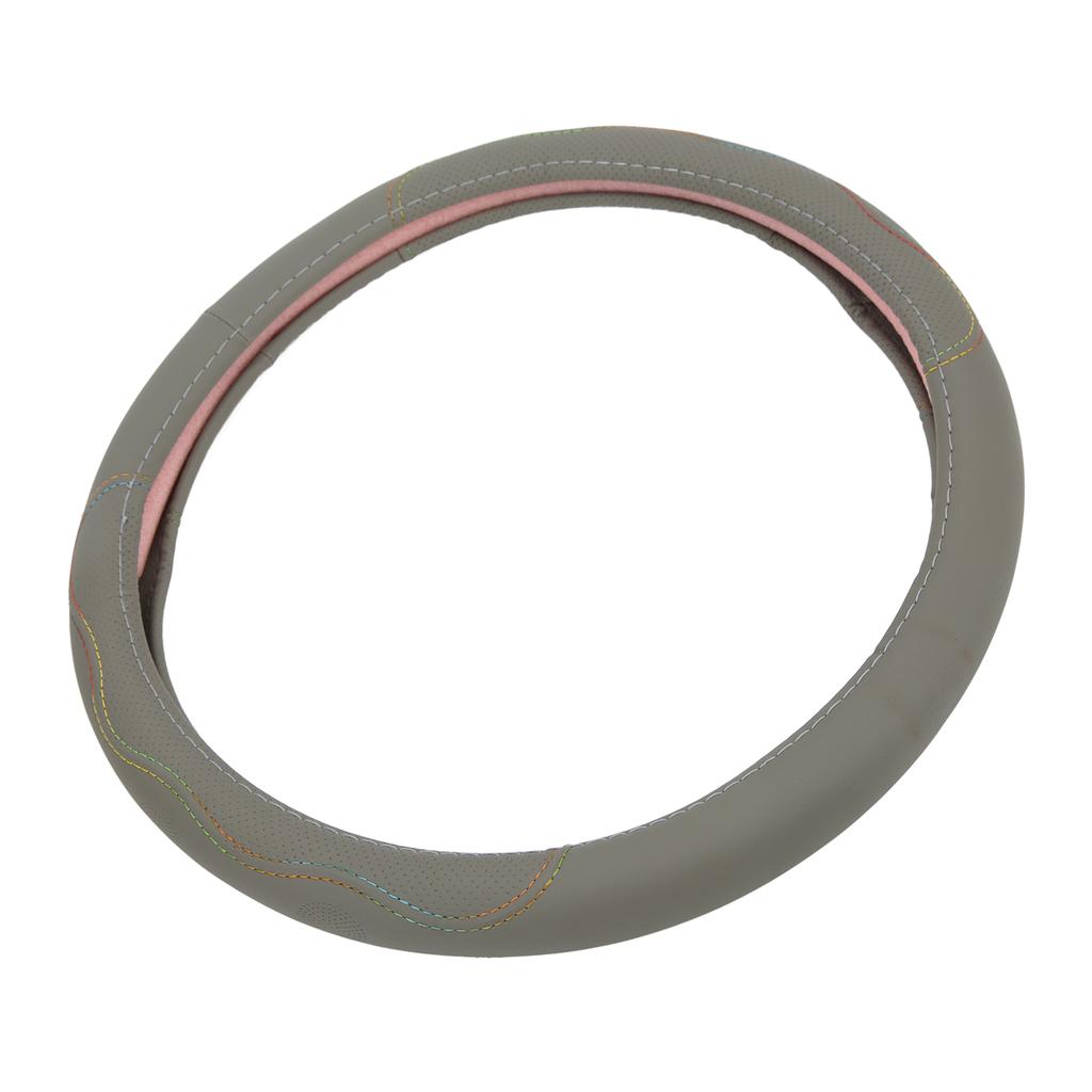 Car Steering Wheel Cover 15in Universal Fit Artificial Leather Protector for ModificationGrey