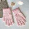 Elastic Knitted Gloves Thickened Fleece Lined Gloves Fashion Winter Gloves  for Women
