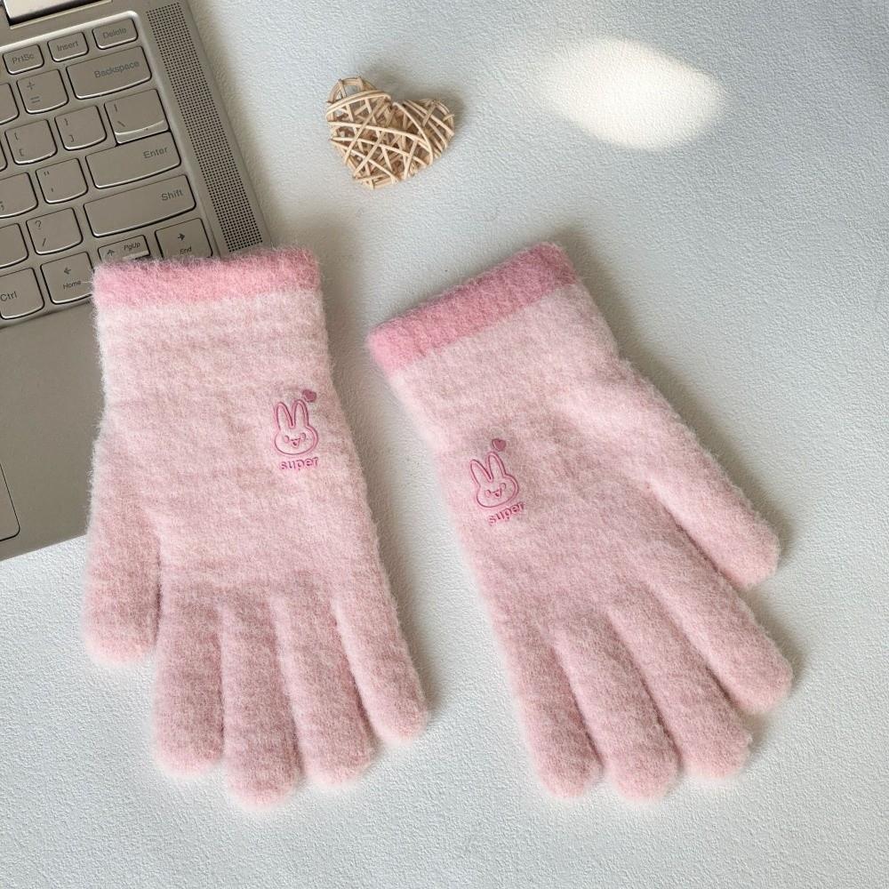 Elastic Knitted Gloves Thickened Fleece Lined Gloves Fashion Winter Gloves  for Women