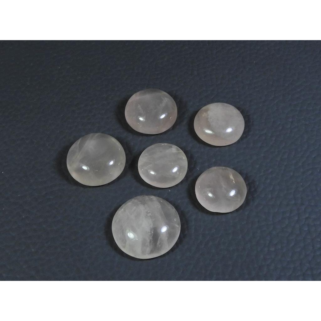 13-17 MM Natural Rose Quartz Round Cabochon Loose Gemstone 6Pcs Lot 62Cts. A-357