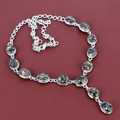 Turritella Agate Necklace 925 Sterling Silver Necklace Adjustable Chain Necklace Natural Gemstone Jewelry Handmade Necklace Engagement Gifts