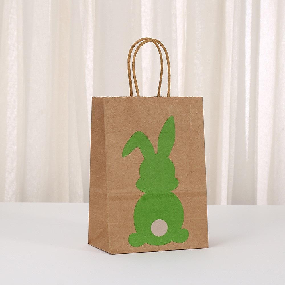 12/30pcs Easter bunny treat gift bags reusable kraft paper tote bags for party candy cookies toys and holiday gifting