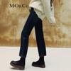 MO&Co. Women's Dark Blue High-Waist Straight Cropped Jeans