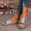 Fashion Women Slippers Summer Sexy Braided Square Toe Flat Shoes Indoor Home Slippers Fashion Beach Mules Casual Sandals Slides Women