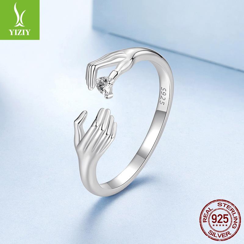 925 Sterling Silver Open Love Passing Ring Female, Simple Modern Fashion Design Amazon